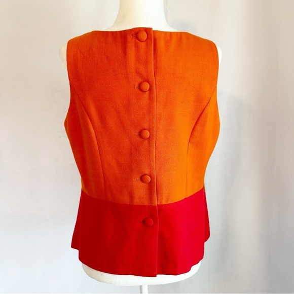 VTG Jessica Howard 2 Piece Suit Sleeveless Top Trouser Pant Orange Red MOD 12/14 - Picture 9 of 13